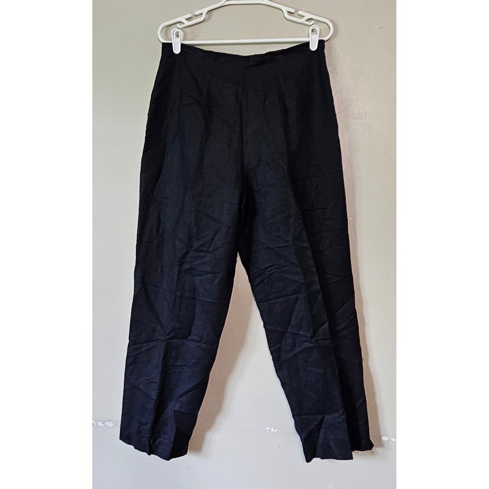 Vintage Donna Morgan‎ Black Linen Blend Tapered Trousers High Rise Size 14P